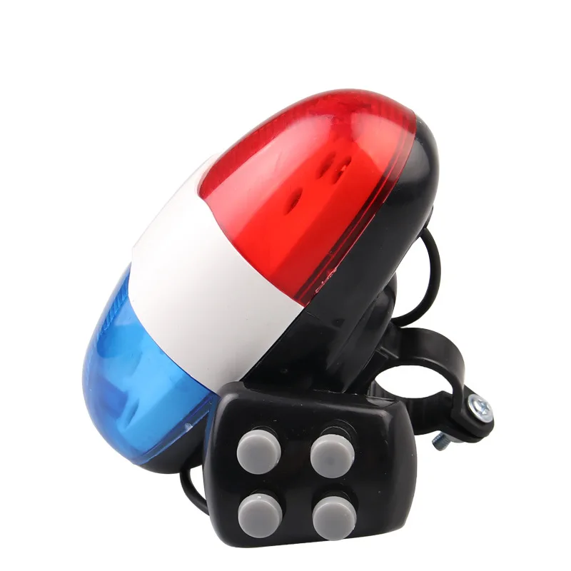 Bicycle Accessories 6 LEDs 4 Tone Sounds Bicycles Horn With Light Bell Police Light Electronic Horn Siren For Kid\'s Bike Scooter