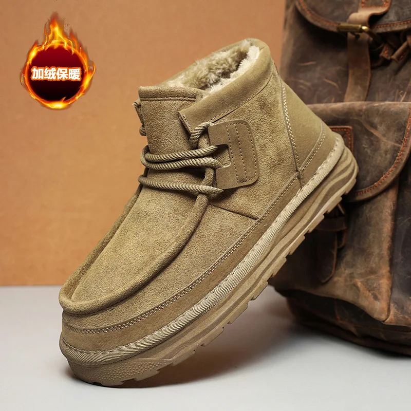 

Winter Men's High Top Outdoor Snow Boots Platform Fleece Lined Warm Footwear