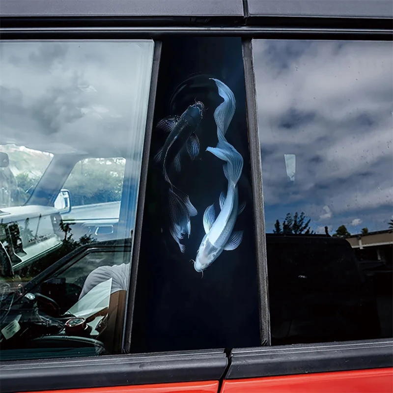 

2 штуки автомобильных наклеек на B-стойку, защитная пленка Tai Chi Koi, пленка из ПВХ-материала.