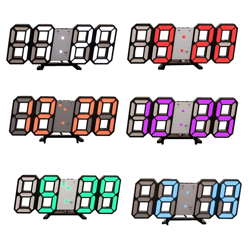 Jam dinding Digital LED 3D, jam dinding bercahaya, LED 3D, Multifungsi, USB Plug In, jam elektronik, dekorasi rumah