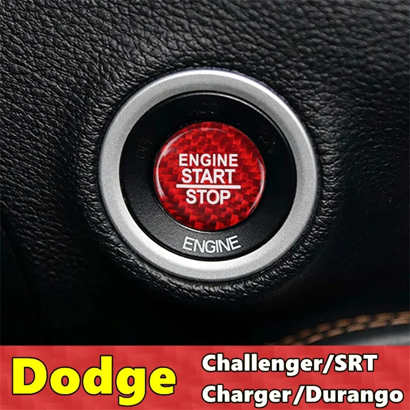 Carbon Fiber Car Protective Engine Start Button Cover Stop Switch Accessories For Dodge Durango Journey Charger SRT