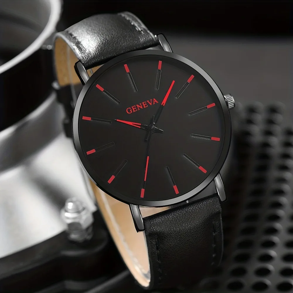 Classic Blue Needle Men's Casual Fashion Trendy Sports Braided Rope Bracelet Cool Black Necklace Wrist Watch Set image 4