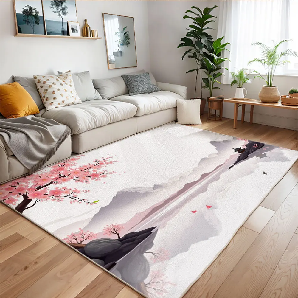 

Stylish Large Area Rug Artistic Design Soft Durable Non-Slip Machine Washable Easy To Fold Ideal for Living Room Decor