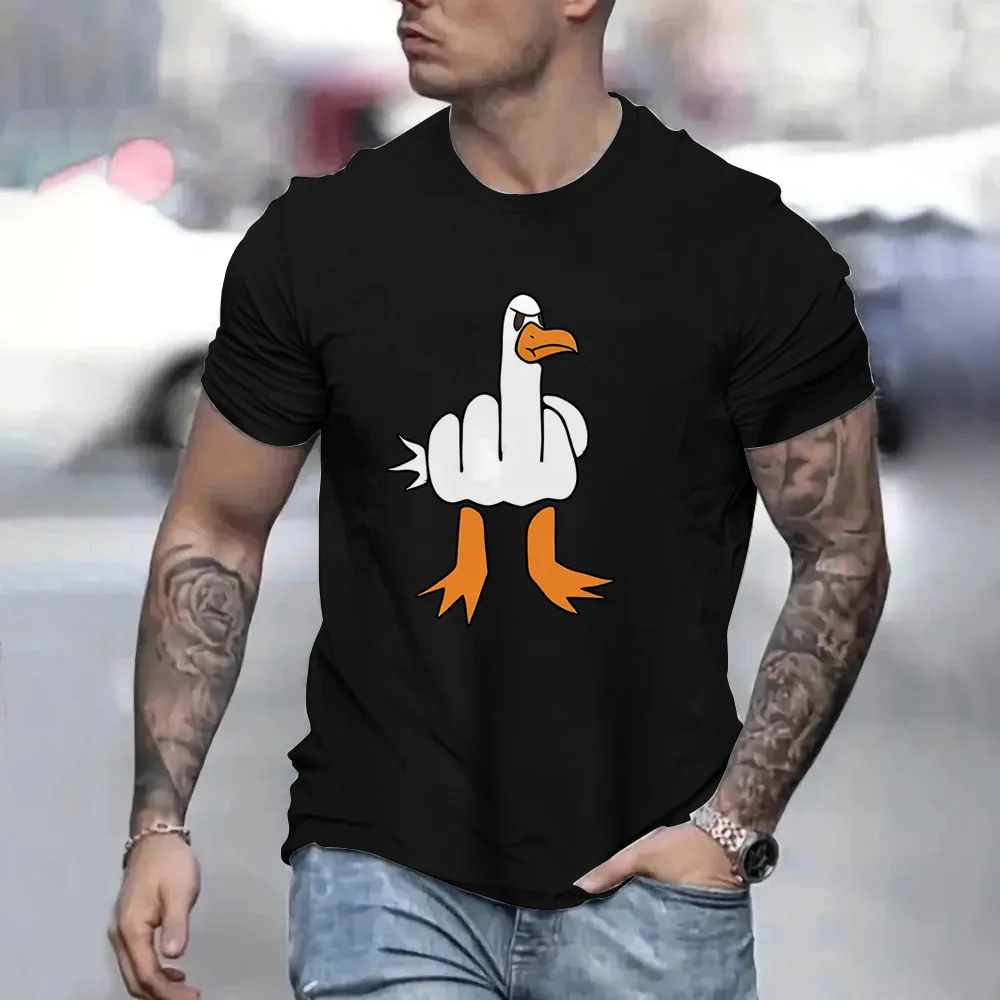 

2024 Men's Fun Quirky Graphic Print T-Shirt Top Casual Street Short Sleeve Clothing Oversized Loose Crew Neck T Shirt Menswear