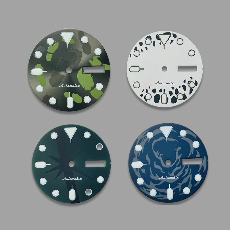 Diameter 28.5mm Dial Strong Green Luminous Surface NH36 Mechanical Watch Modification Fits NH36 Mechanical Movement