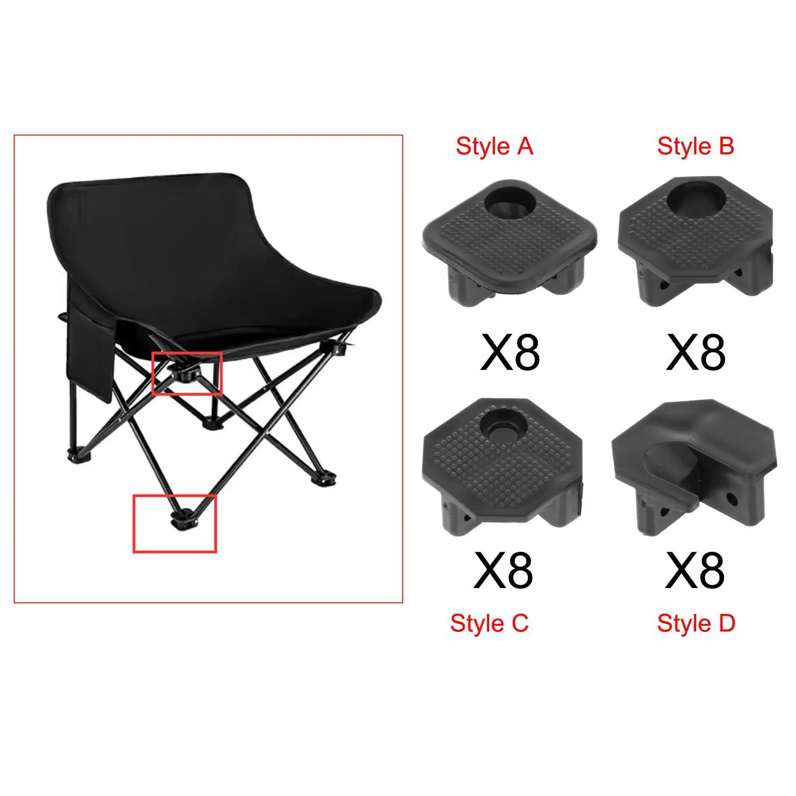 8x Folding Chair Repair Accessories, Camping Chair Connectors, Portable Camping Furniture Waterproof Parts for Outdoor Stool