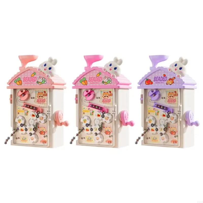 Creative อัตโนมัติเครื่องต๊าปเกลียวลูกปัดชุดของเล่น 400 ลูกปัดสีสันสดใสสำหรับเด็ก DIY สร้อยข้อมือหัตถกรรมชุด A2UB