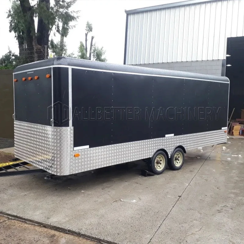 Mobile 16 ft Food Trailers Fully Equipped Prefab Container Restaurant Food Truck Taco Cart Coffee Bar Pizza Bbq Kiosk for Sale