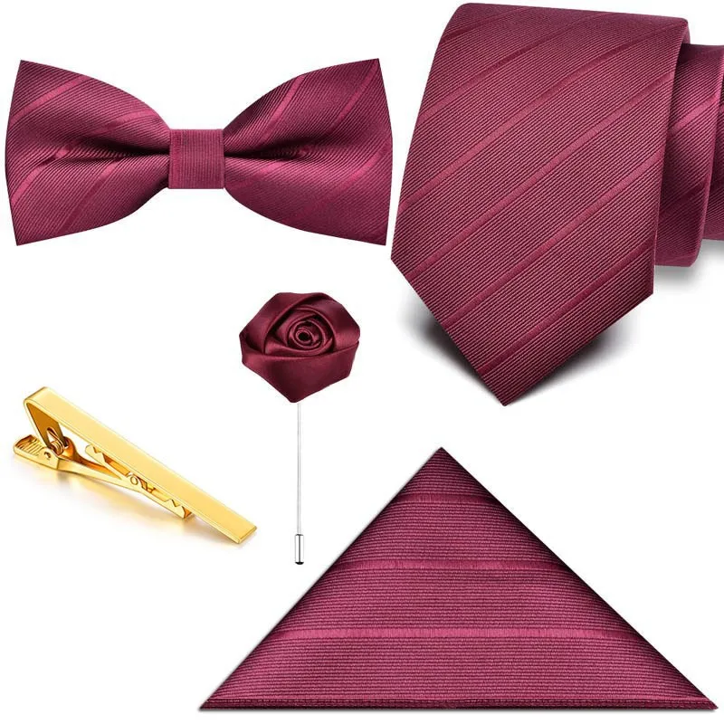 Tie five piece set for weddings, celebrations, formal attire, groom's tie clip set, necktie brooch with laser logo