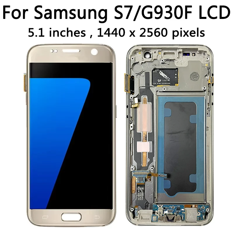 Burn Shadow For Samsung  S7 G930 LCD Display Touch Screen With Frame Digitizer Assembly For Samsung G930 G930F LCD Screen