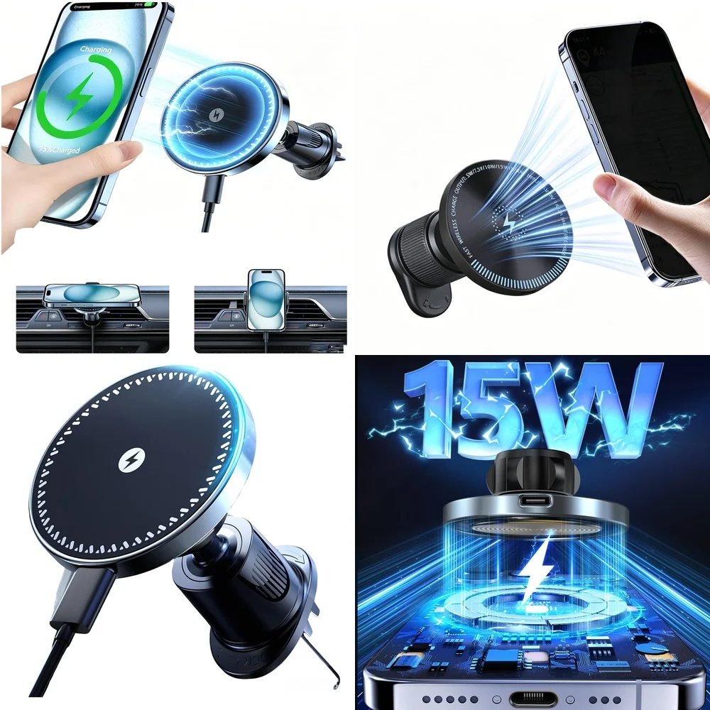 Chargers Adapters Trending Product 2026 Wireless Charger Air Vent Car Phone Holder Magnetic Consumer Electronics Accessories