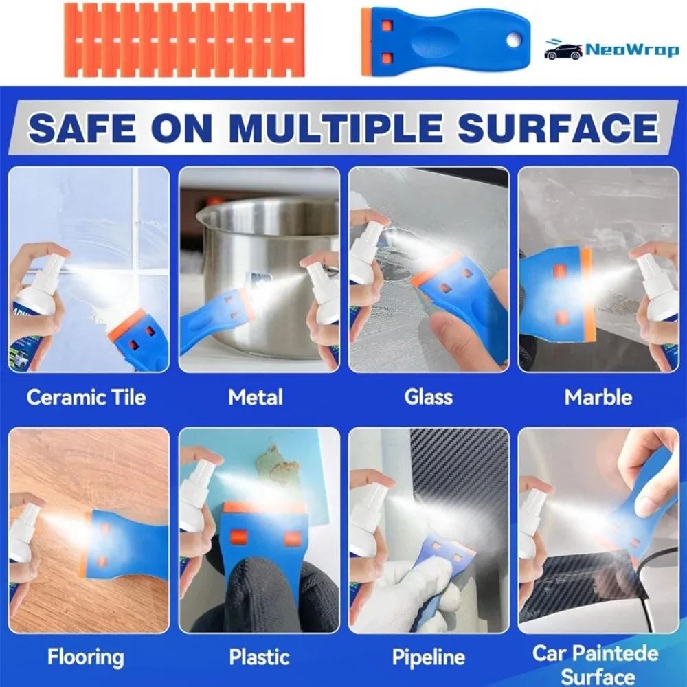 Adhesive Remover Car Sticker Remover Cleaning Scraper Glue Remover for Windows Glass Plastic Razor Blade Scraper Label Tool image 4