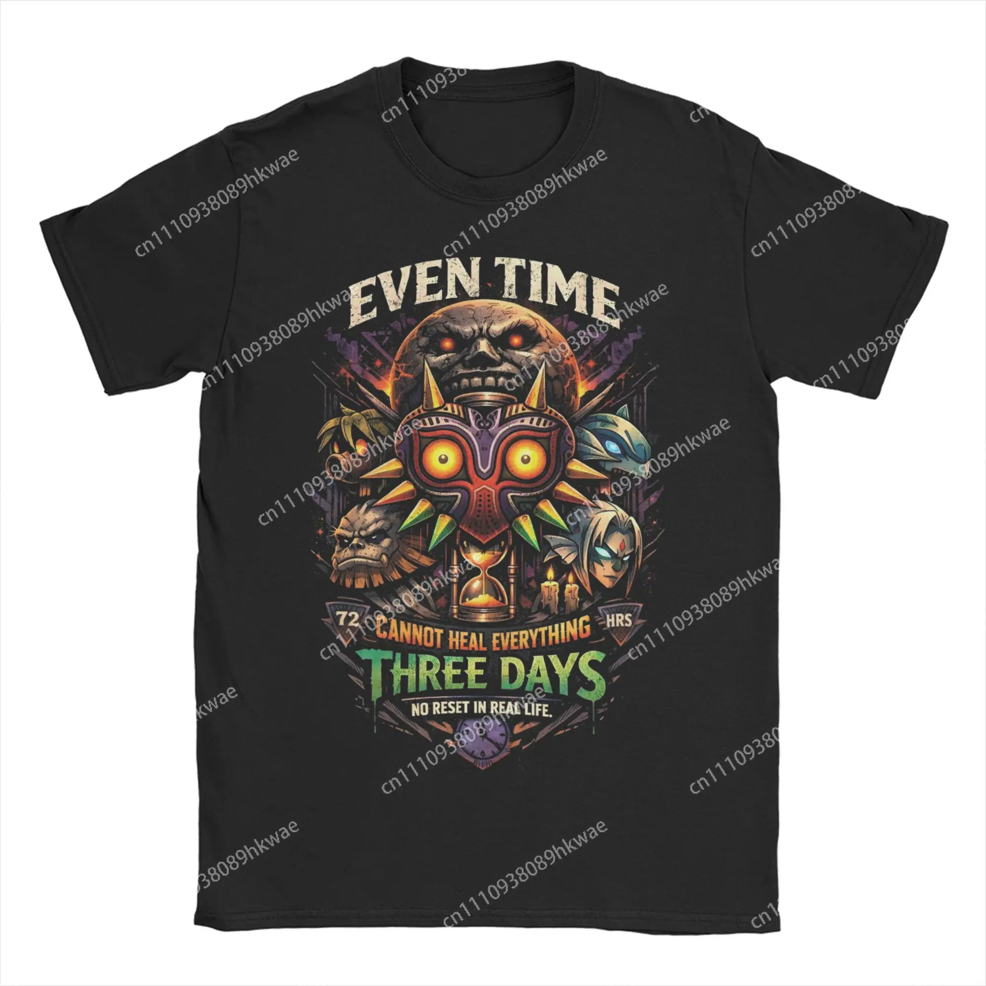 Even Time Three Days No Reset  Dark Majoras Mask Zeldas Legend Men T Shirts Round Neck T-Shirts 100% Cotton Plus Size Clothes