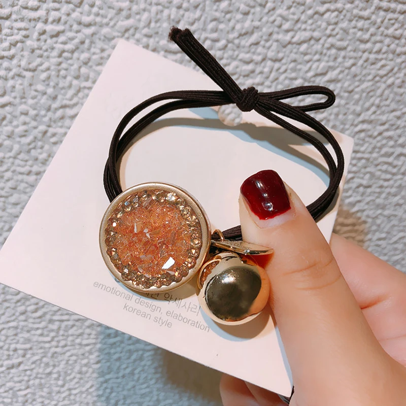 Korea Dongdaemun Temperament High-End Disc Full Of Diamond Crystal Apron Adult Rhinestone Hair Ring Rubber Band Tie Hair Rope