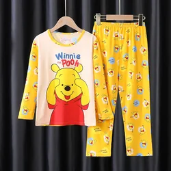 Disney Comfortable Children's Pajama Sets Winnie Cute Cartoon Nightwear Long Sleeve Round Neck Pretty Pajama Autumn Winter