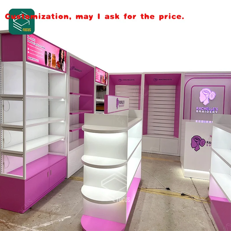 custom.Supplies Kiosk Cosmetics Display Cabinet Beauty Salon Shelves Hair Supplies Store Beauty Wig Counter