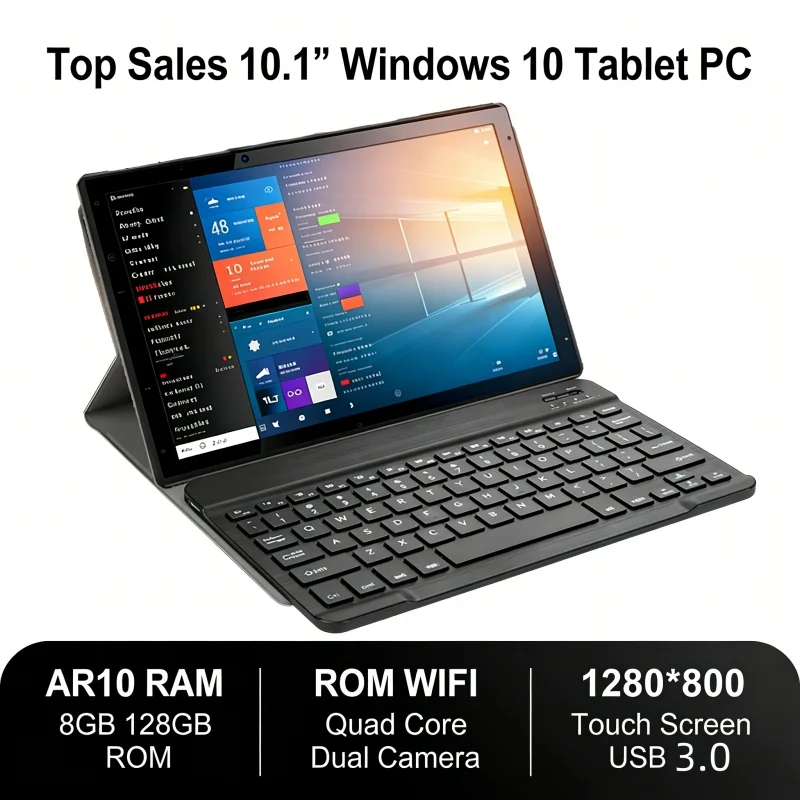 Top Sales 10.1''Windows 10 T10 Tablet PC AR10 RAM 8GB 128GB ROM WIFI Quad Core WIFI Dual Camera 1280*800 Touch Screen USB 3.0