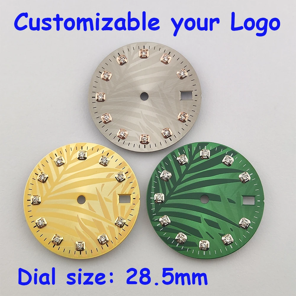 NH35 dial 28.5mm Colored diamond none luminous dial Customizable logo Watch accessories suitable for NH35/NH36 movement