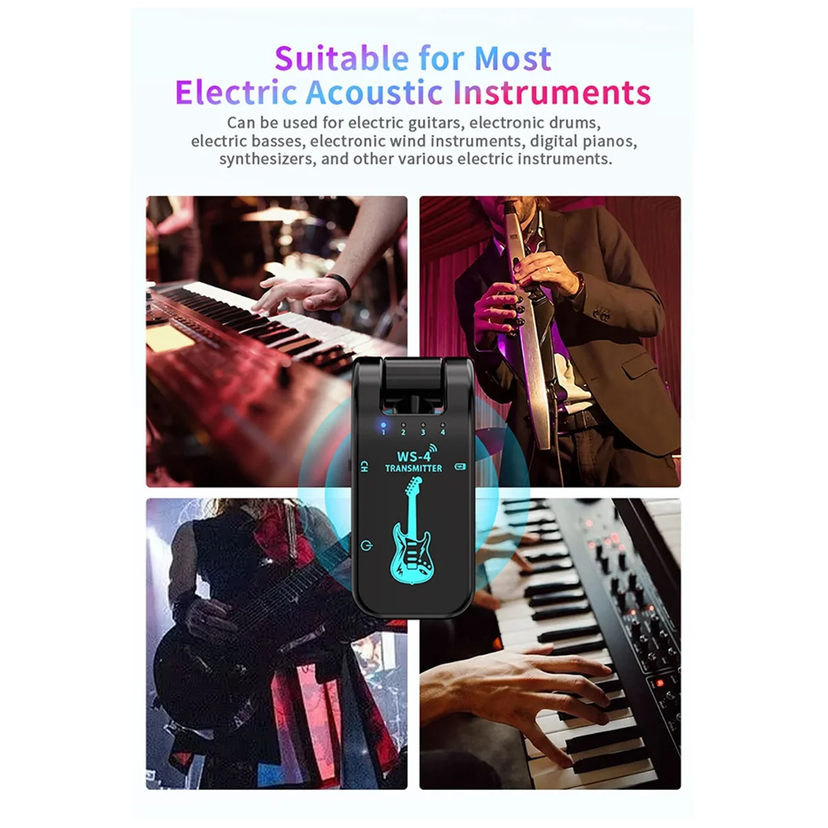 

A79E-New 2.4G Guitar Wireless Transceiver Electric Blowpipe Audio Transmission Transceiver 8 Channels Duration 10 Hours A