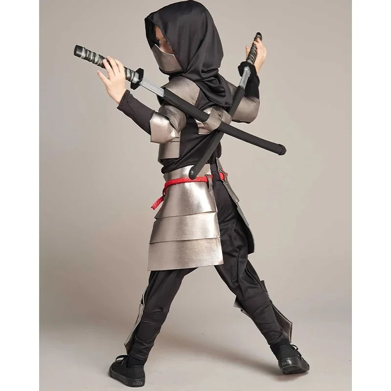 2023 new arrival child Dragon Ninja Halloween silver cosplay ninja costume for boys kids Christmas Carnival Purim clothes