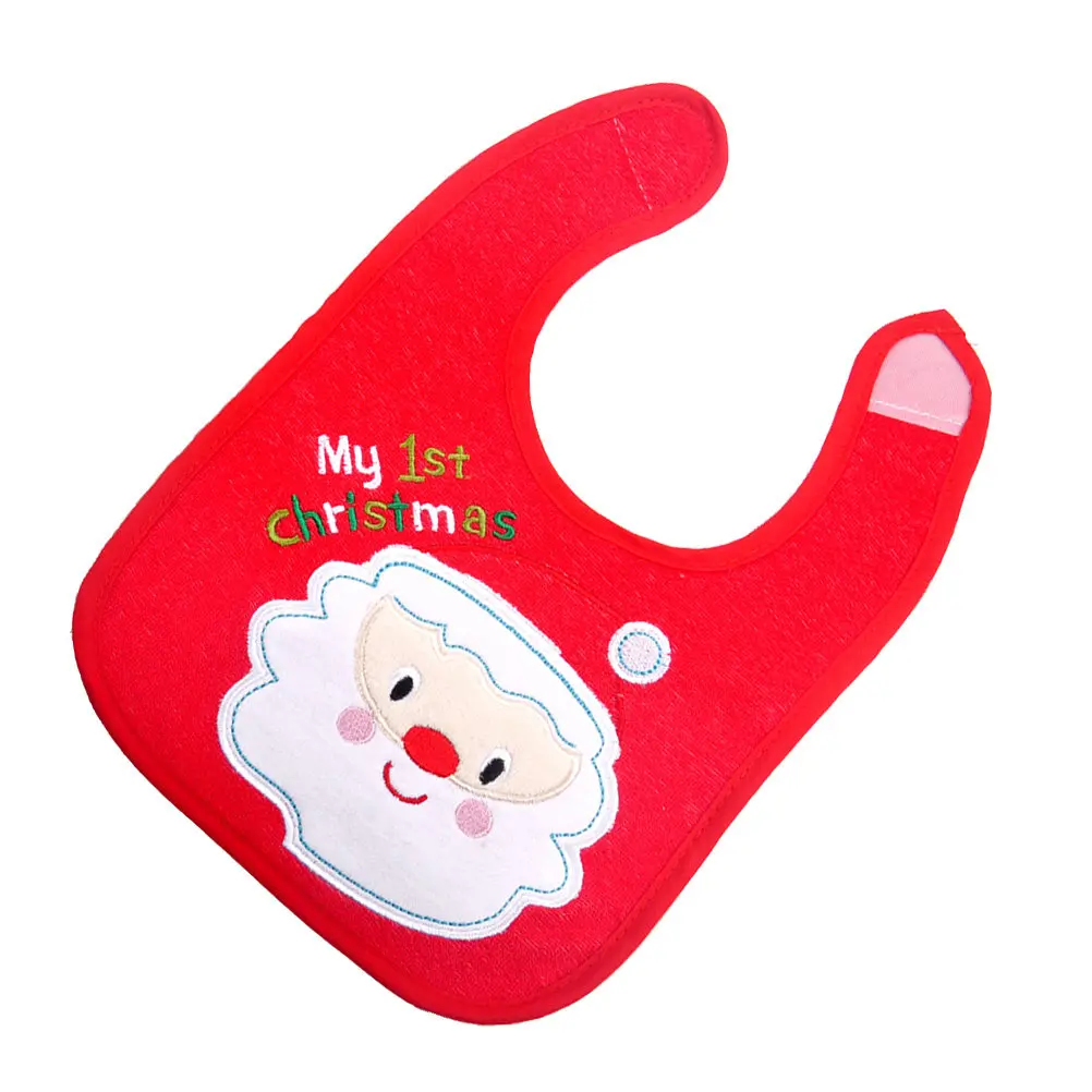 

Водонепроницаемые тканевые нагрудники для малышей с рождественскими пожеланиями и изображением Санта-Клауса для самостоятельного кормления (красные)