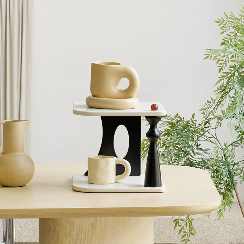 Wooden Shelf Cream Color Key Holder for Entryway Mug Display Rack for Living Room Decorative Organizer for Kitchen Home