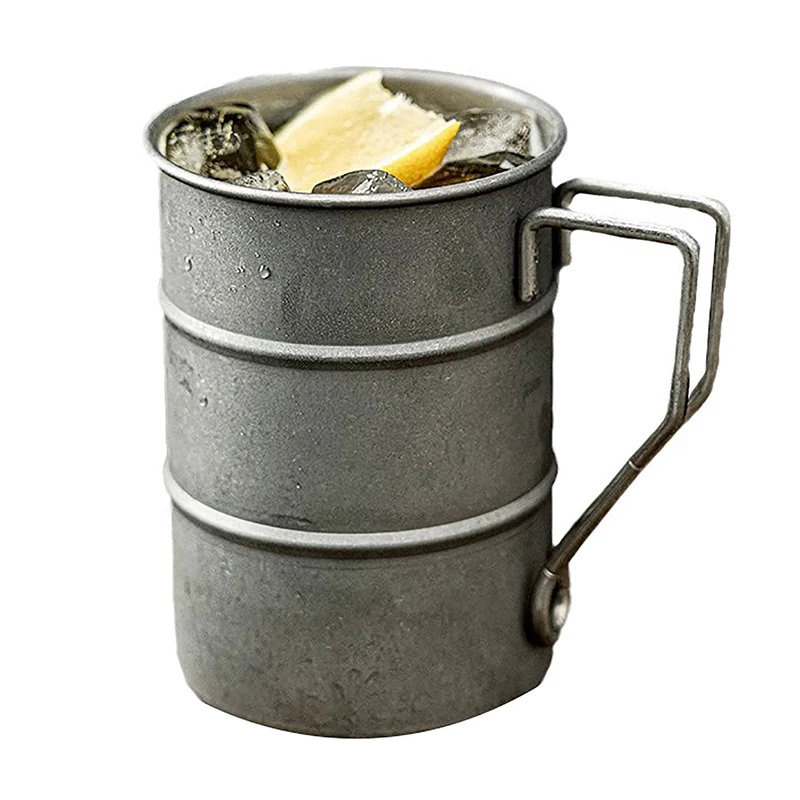 Retro Old Coffee Water Cup Industrial Style Oil Barrel Mug Outdoor Camping Picnic Beer Mug Drinking Utensils Stainless Steel