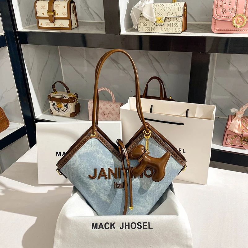 

Уникальная джинсовая сумка-тоут для женщин, осень-зима, с лоскутным декором в форме сердца, винтажная сумка/сумка через плечо.