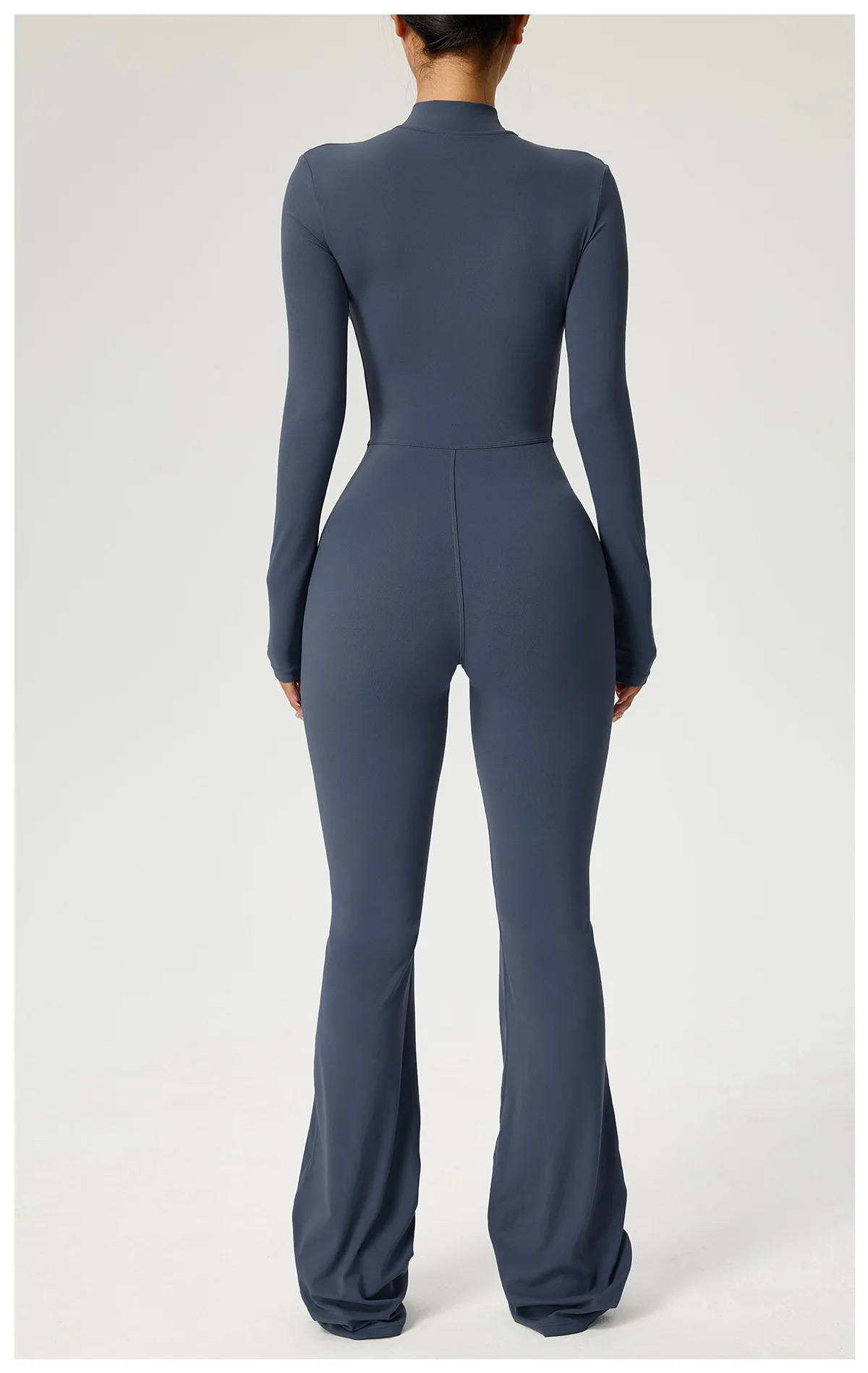 Neuer Reißverschluss-Jumpsuit mit Schlaghose Damenkleidung Sportbekleidung Gym Yoga Sportsets Spandex Nylon Trainingssets Damen Trainingsanzug – Detail 18