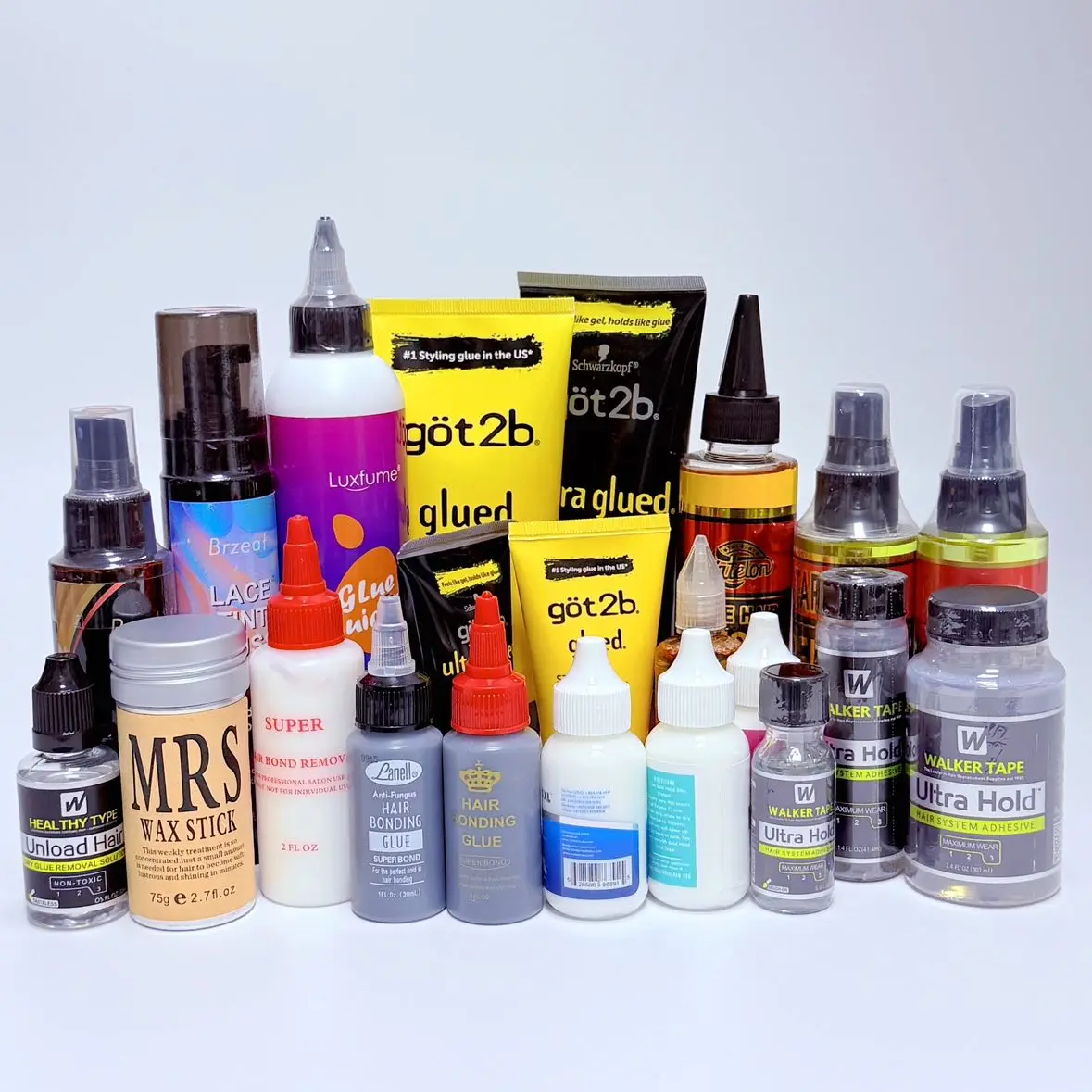 

Набор для установки парика Набор клей для удаления жирного клея Восковая палочка Walker Tape Ultra Hold Glue Got 2b Клей-спрей для наращивания волос