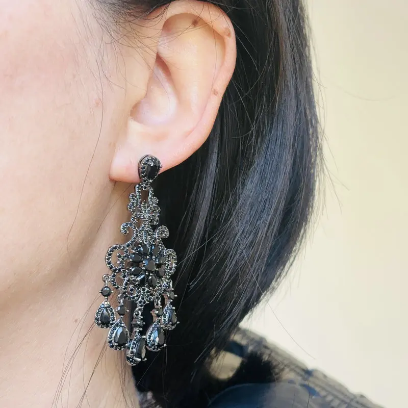 Bilincolor Cubic Zirconia Green Tassel Earring for Women