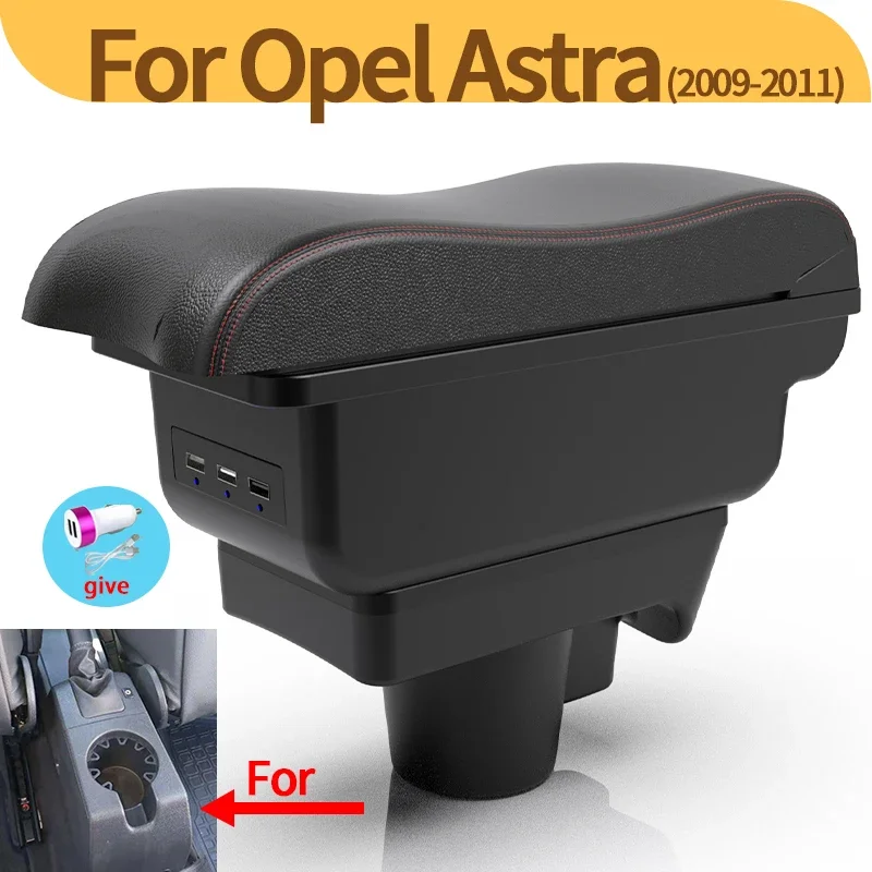 For Opel Astra H 2006-2011 special car armrest new curved double-layer storage box easy to install USB