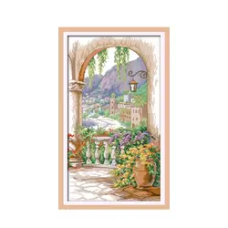 Courtyard scenery (2) cross stitch kit lanscape garden 14ct 11ct count printed canvas stitching embroidery handmade needlework