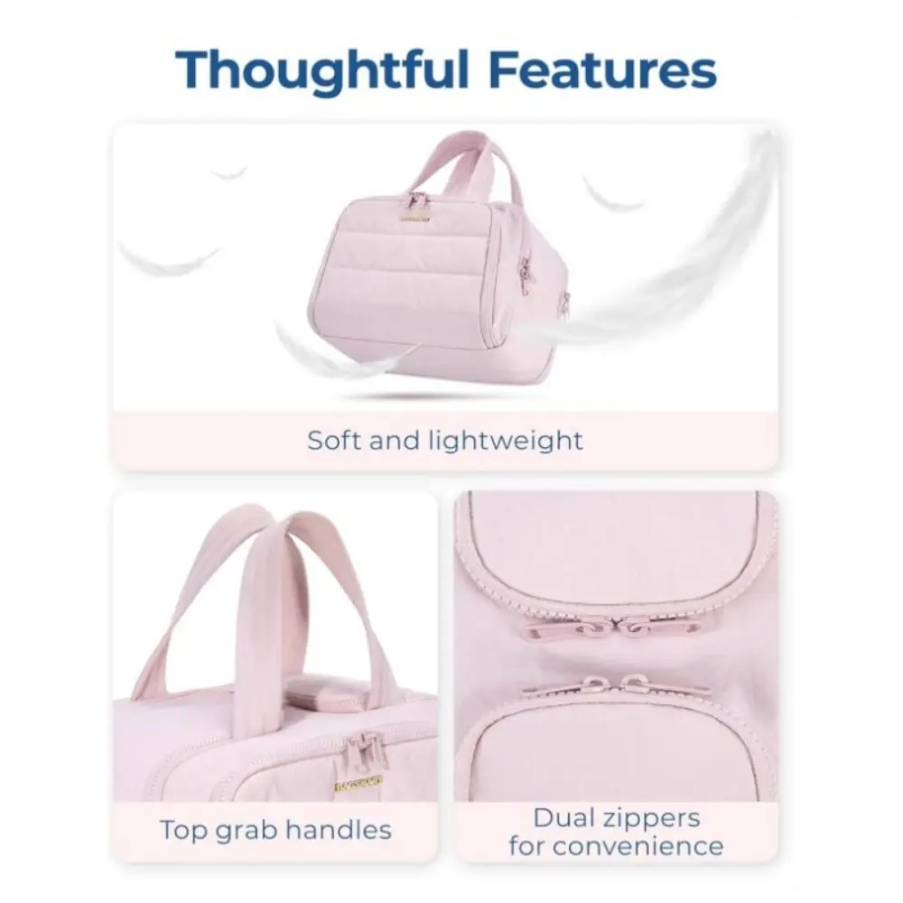 

Large Capacity Travel Toiletry Bag Portable Wide-open Makeup Organizer Handle Water-resistant Travel Storage Case Business Trips