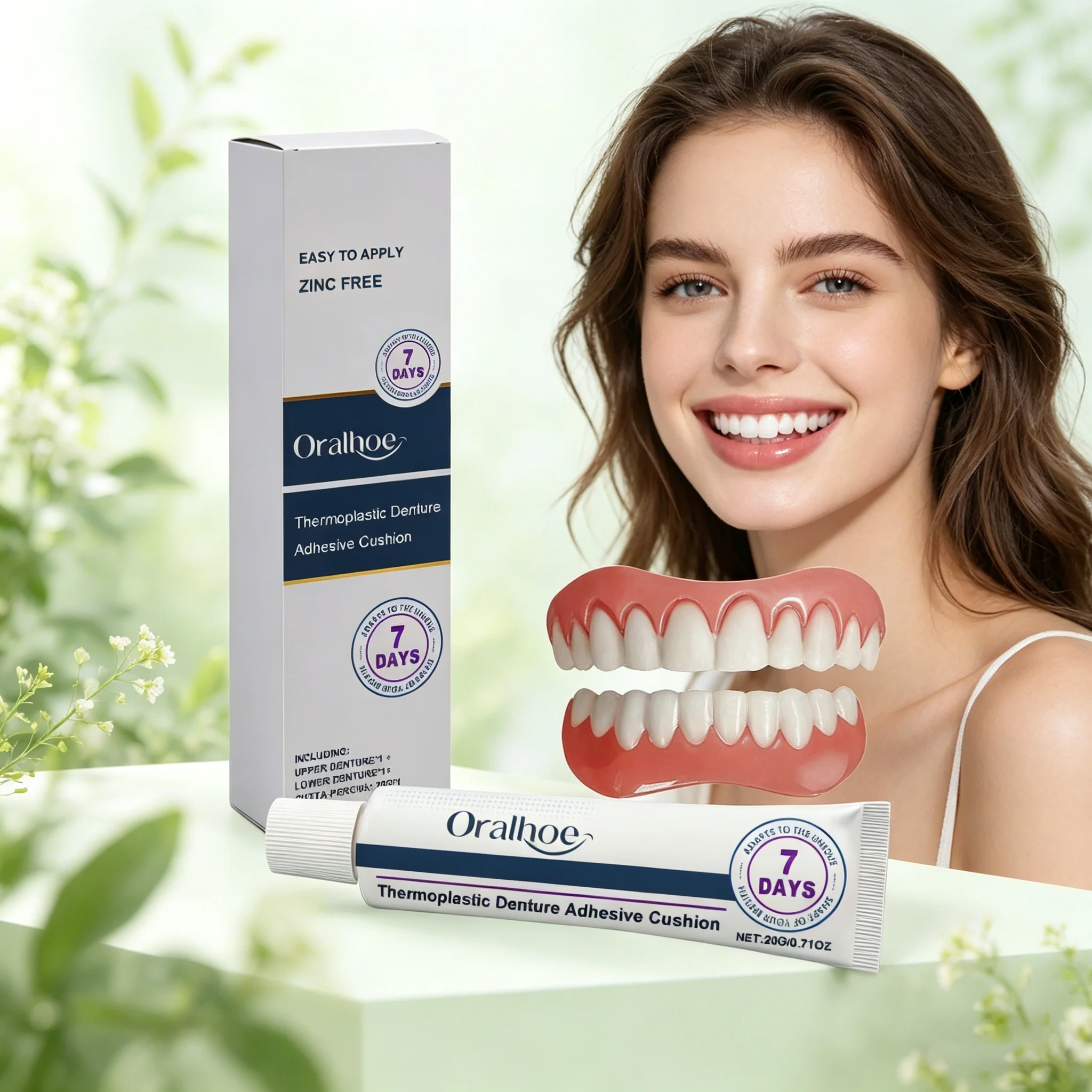 Soft Silicone Dentures Kit Thermoplastic Denture Adhesive Dental Veneers Missing Broken Tooth Filling Gap False Teeth Full Set