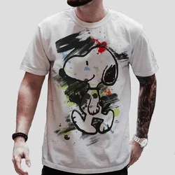 Vintage Men T-shirts Fun Snoopy print Crew Neck Short Sleeve T Shirt For Men Oversized Tops Tee Shirt Homme Camiseta Kids Top