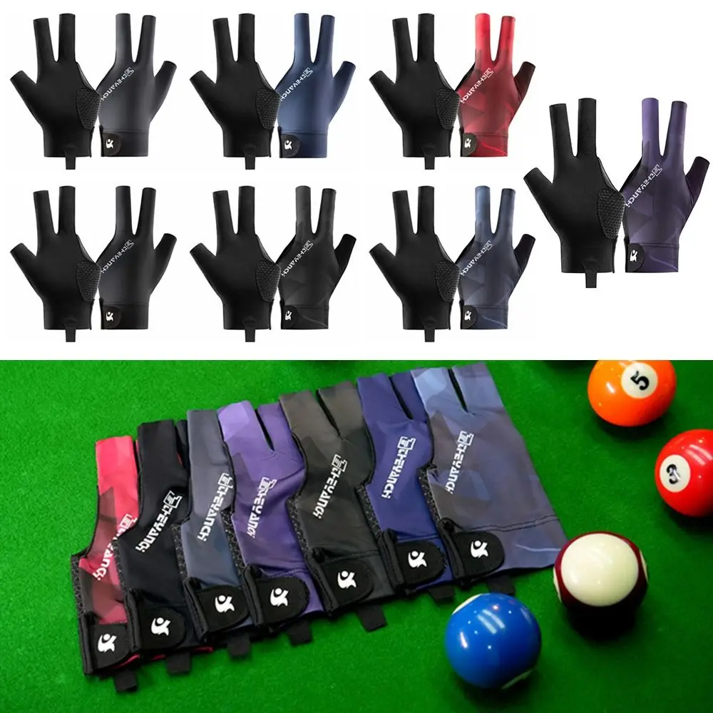 Billiards Glove Left Hand Three Finger Snooker Billiard Glove Non Slip Stickers Elasticity Billiard Training Gloves Accessories