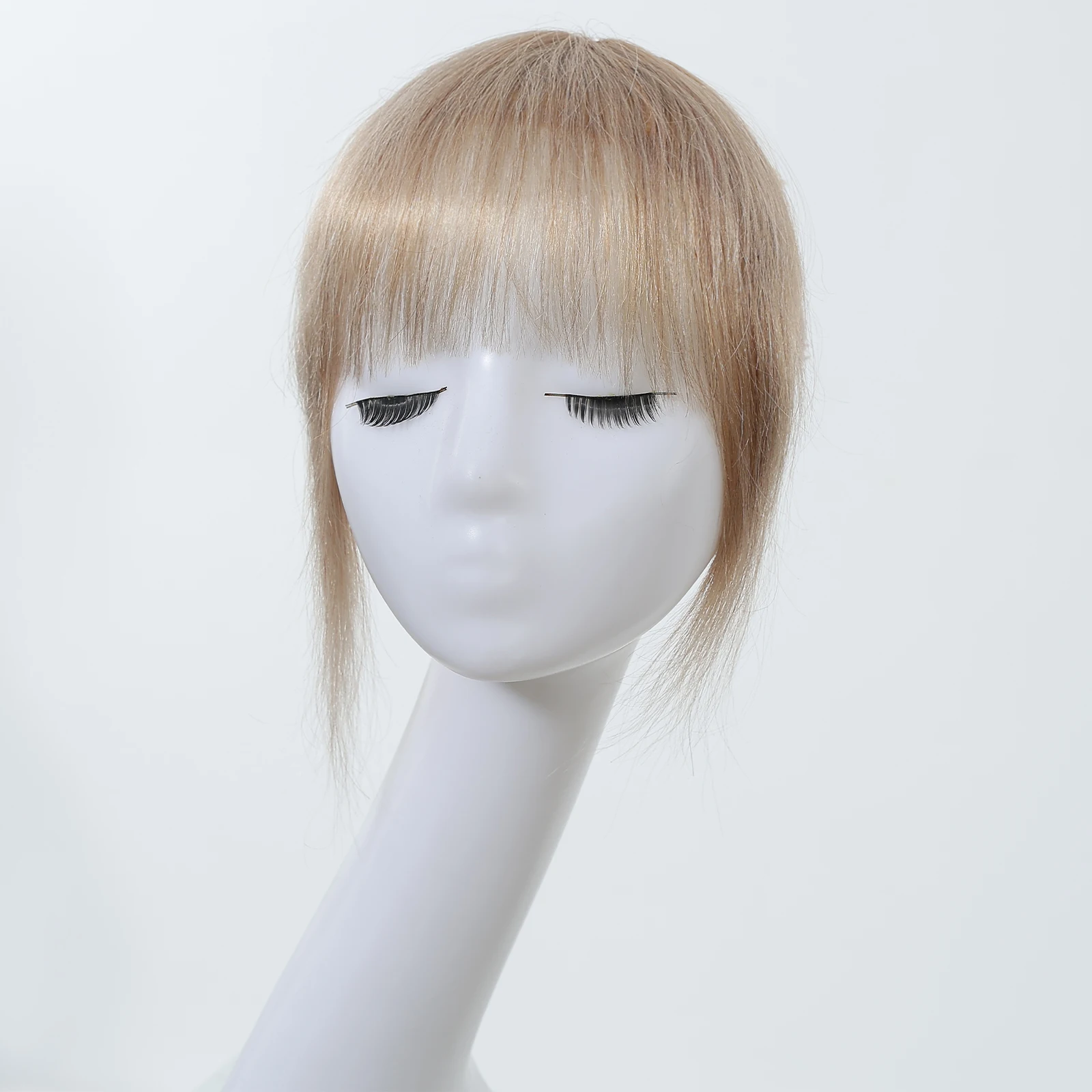 Clip in Bangs Hair Pieces 100% Human Hair Extensions Peach Brown Blonde Air Bangs with Temples for Women Cosplay Party Use
