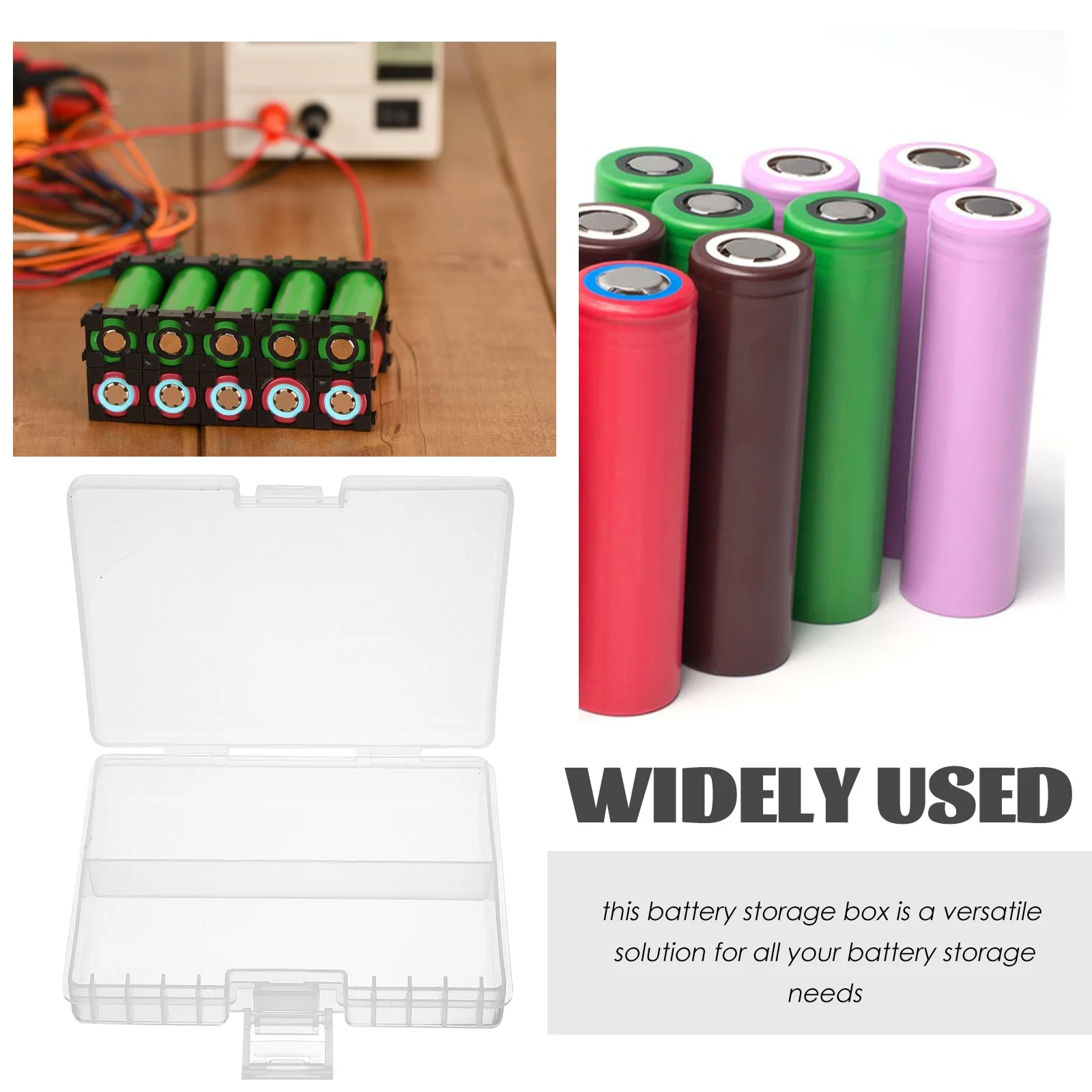 

Storage Box Compact Durable Holder Case Transparent Organizer Container for Batteries Safe Storage