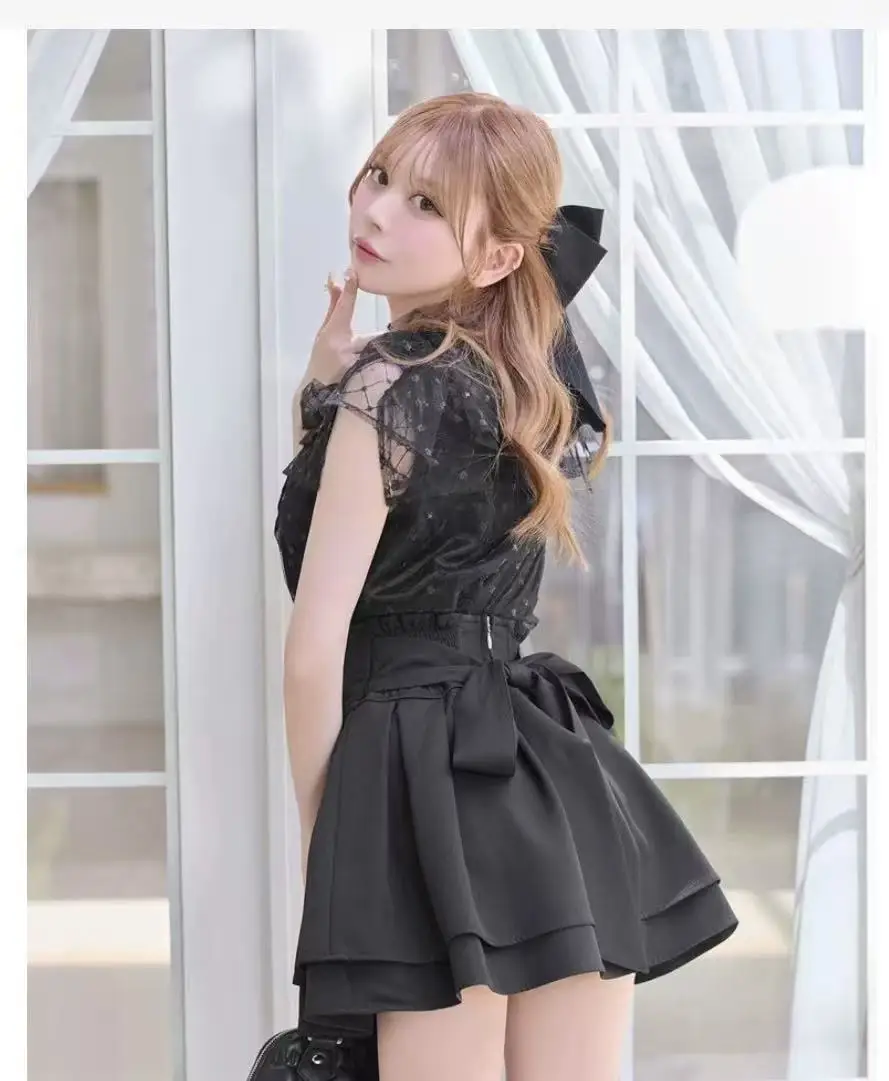 Outono inverno japonês harajuku-estilo saia de lã doce simples cintura curvada fina curta saia preta versátil saia feminina