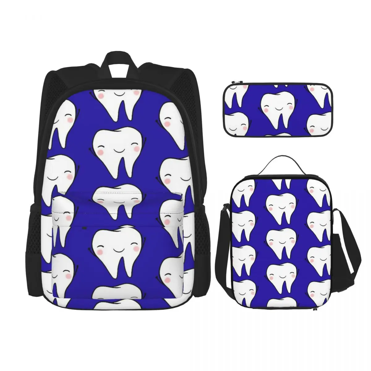 Dentist Tooth Teeth Backpacks Boys Girls Bookbag Students School Bags Cartoon Kids Rucksack Lunch Bag Pen Bag Three-Piece Set