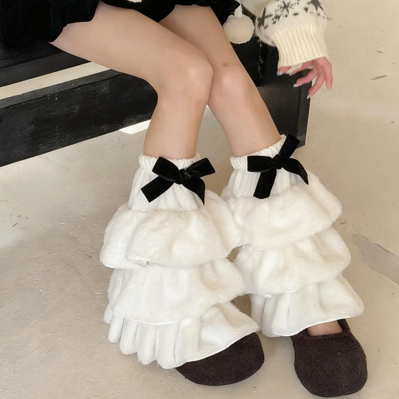 

Милые крутые стильные плюшевые гетры для девочек, милые теплые носки в японском стиле Ins, юбка Jk с рукавами, теплые гетры Spice Girl