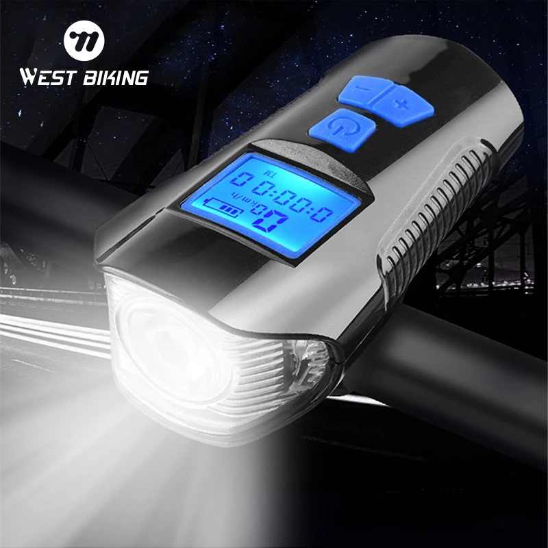 Waterproof Bicycle Light USB Rechargeable Bike Front Light Flashlight With Bike Computer LCD Speedometer Cycling Head Light Horn