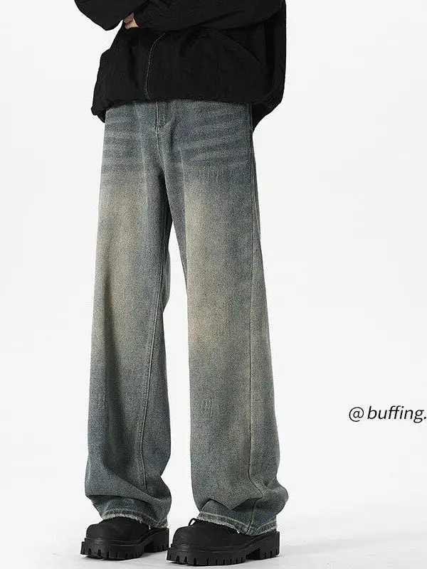 

Джинсы прямого кроя Waed для мужчин и женщин, универсальные, в стиле ретро, на весну-лето-осень-зиму, из хлопка и полиэстера