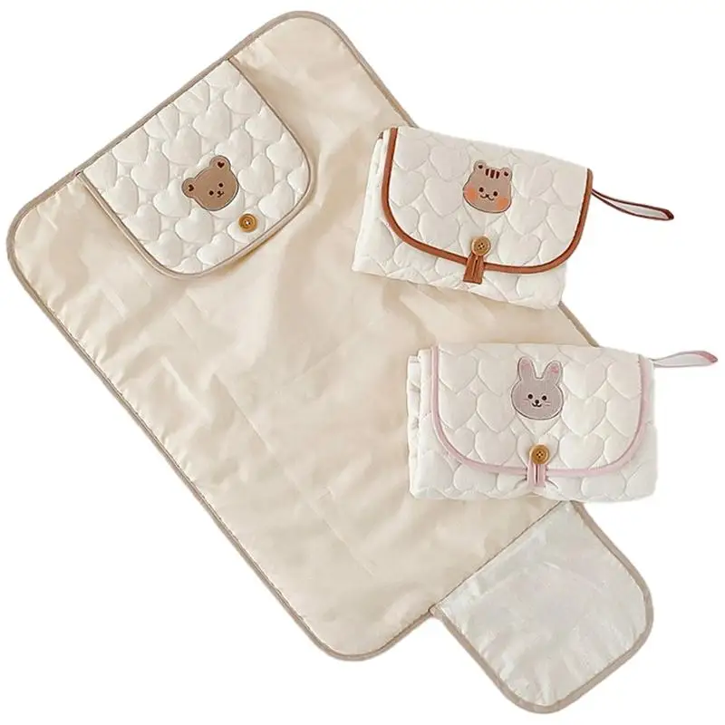 Portable Baby Diaper Change Pad Foldable Waterproof Cute Bear Bunny Newborn Padding for Crib Stroller Multi-Function Diaper Pad