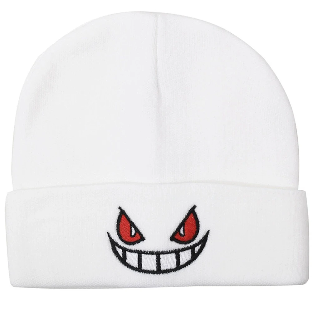 Popular Anime Cartoon Embroidered Knitted Hat Warm Winter Skullies Beanie Unisex Fashion