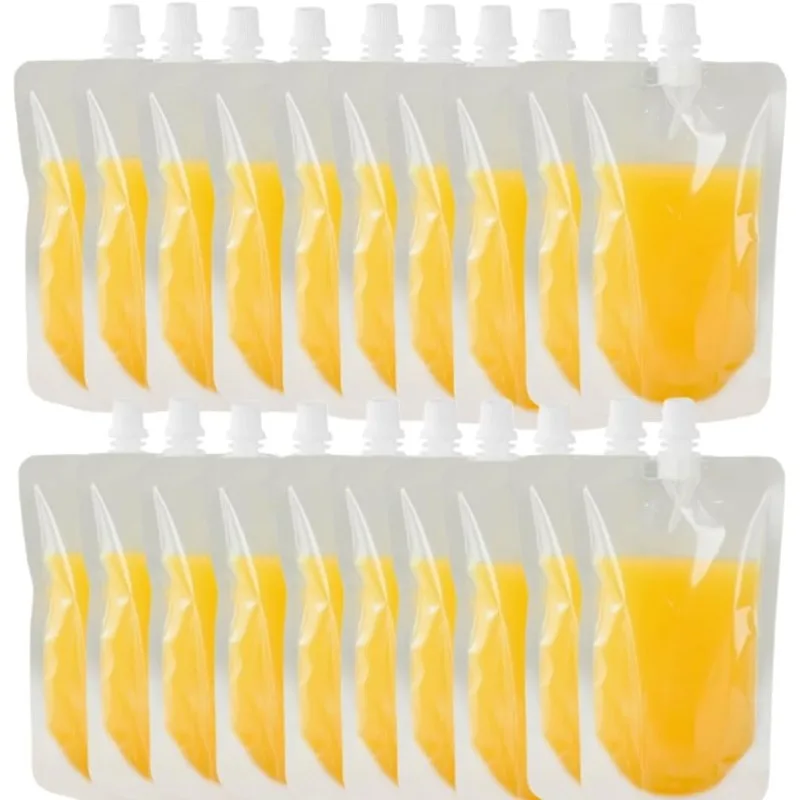 

20PCS Juice Travel Plastic Bags - Leakproof Collapsible Beverage Bags, BPA-Free Food-Grade for Hiking, Camping & Seed Storage