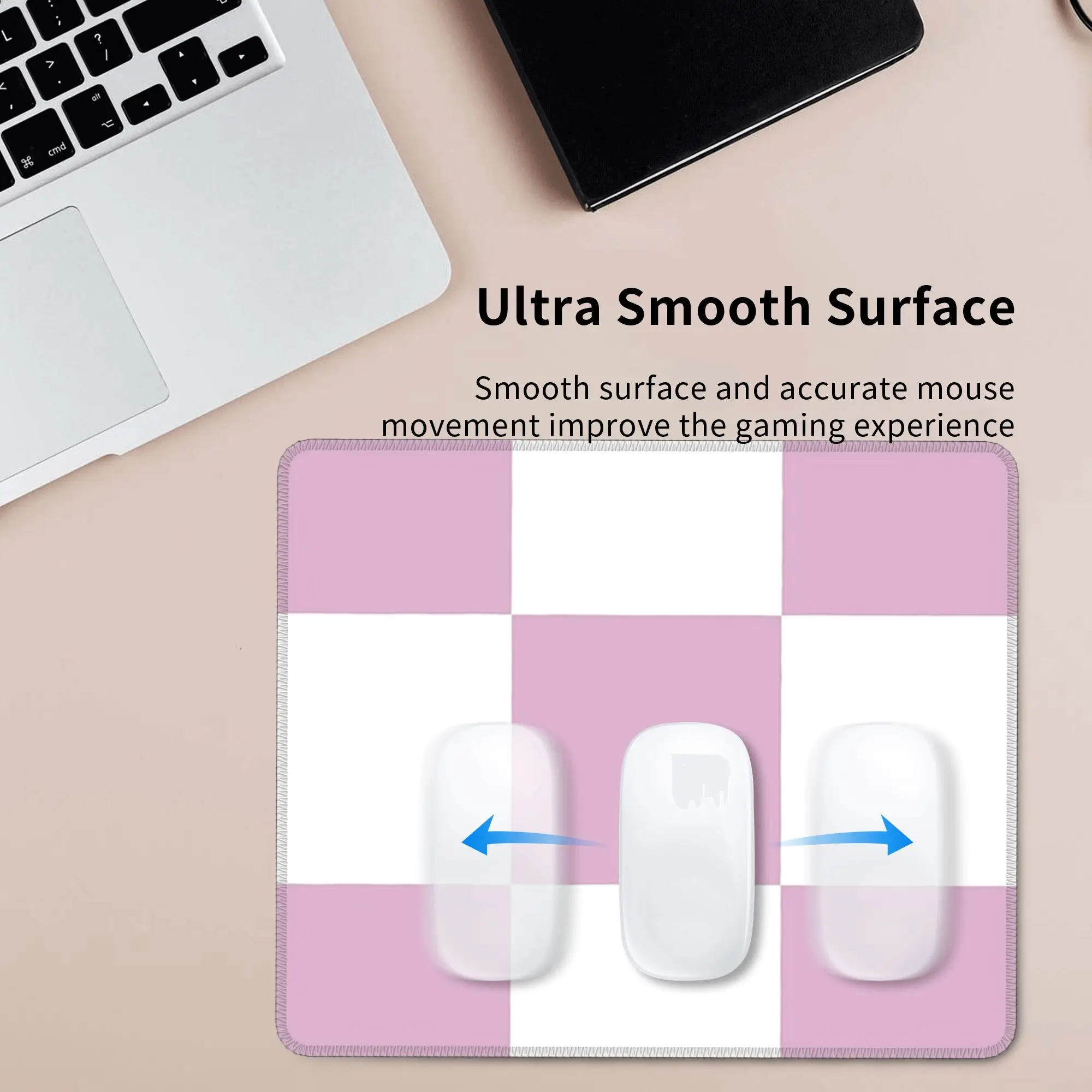 Pink And White Checkerboard Mouse Pad Computer Keyboard Mouse Mat Gaming PC Laptop Desk Mat Office Accessories Table Mats