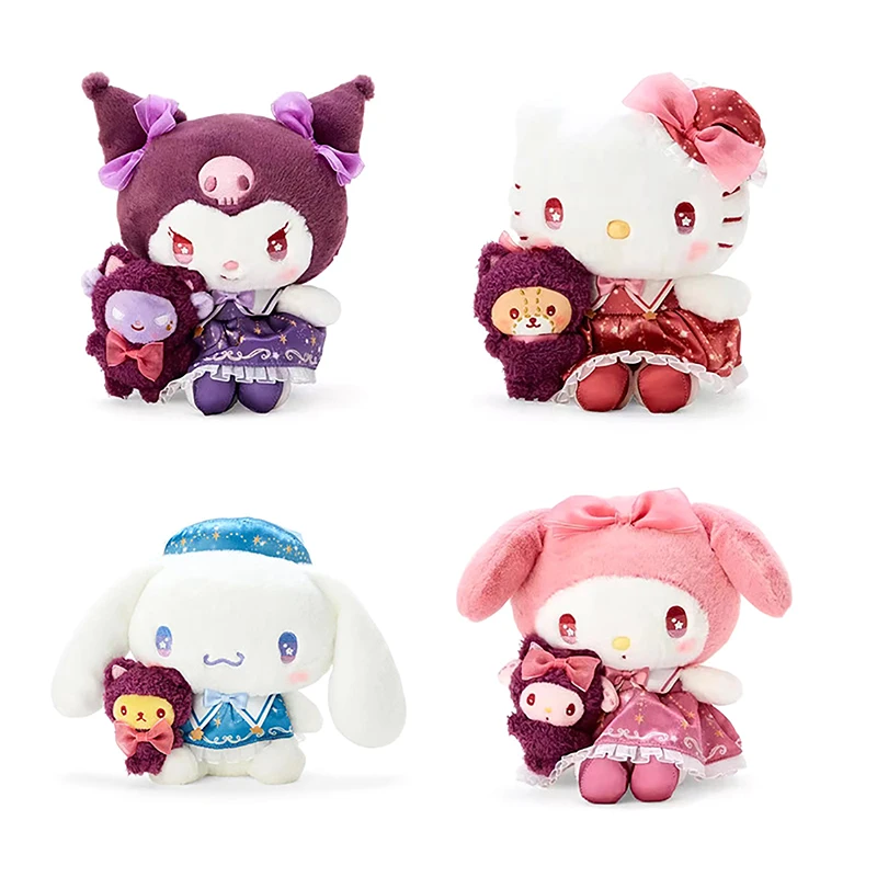 

Kawaii Magic Series Hello Kittys Melodys Kuromis Cinnamorolls Plush Toy Cute Cartoon Decoration Soft Fill Doll Kids Holiday Gift