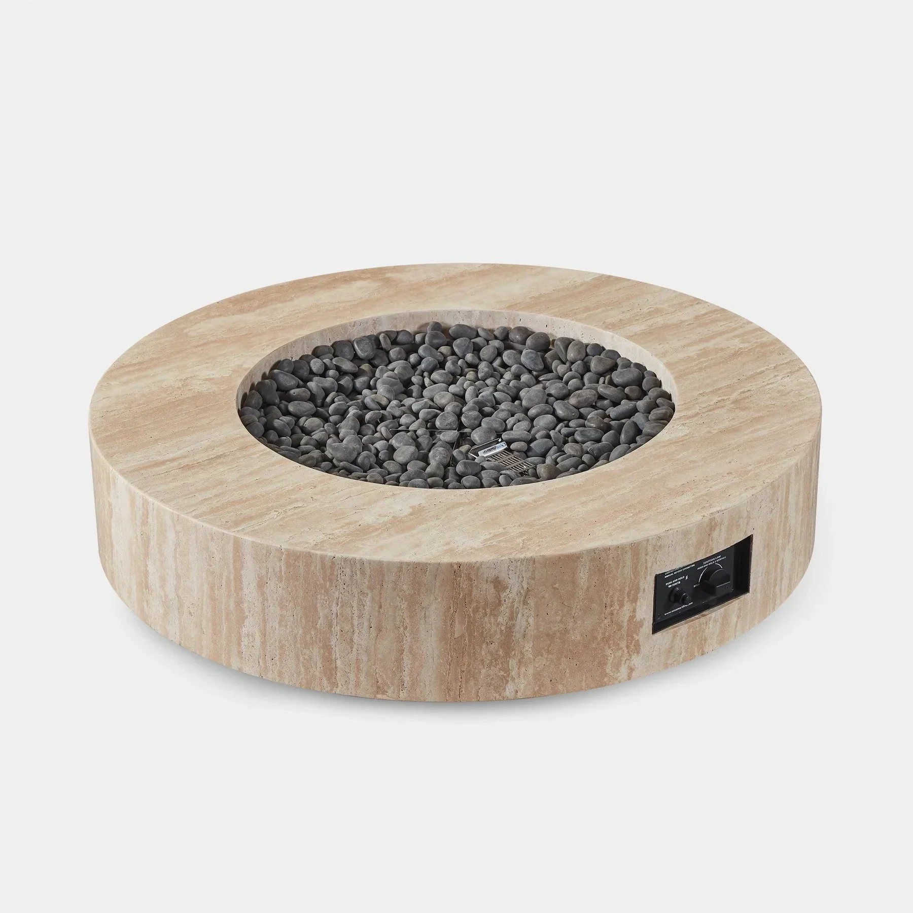 -Garden furniture Outdoor simple and elegant round edge teak frame fire table